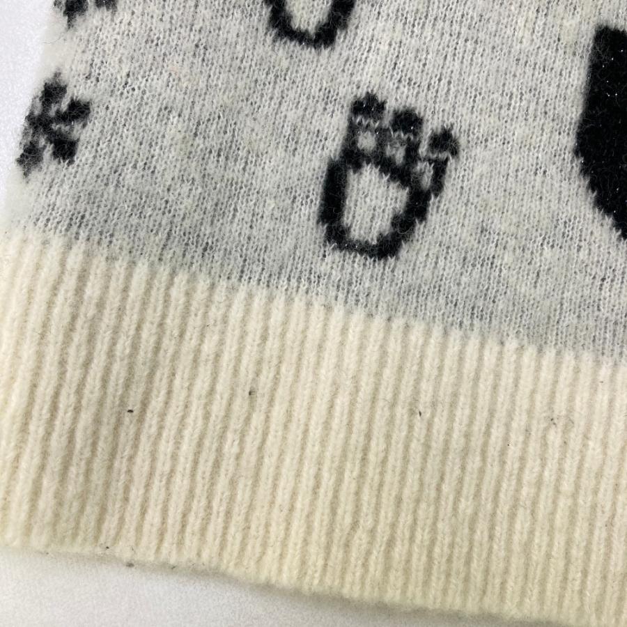 サイズ：2 DANCE WITH DRAGON ダンスウィズドラゴン  ハーフジップ ニットセーター ロゴ総柄 ホワイト系 [240101427501] ゴルフウェア レディース ストスト DANCE WITH DRAGON ダンスウィズドラゴン ハーフジップ ニット