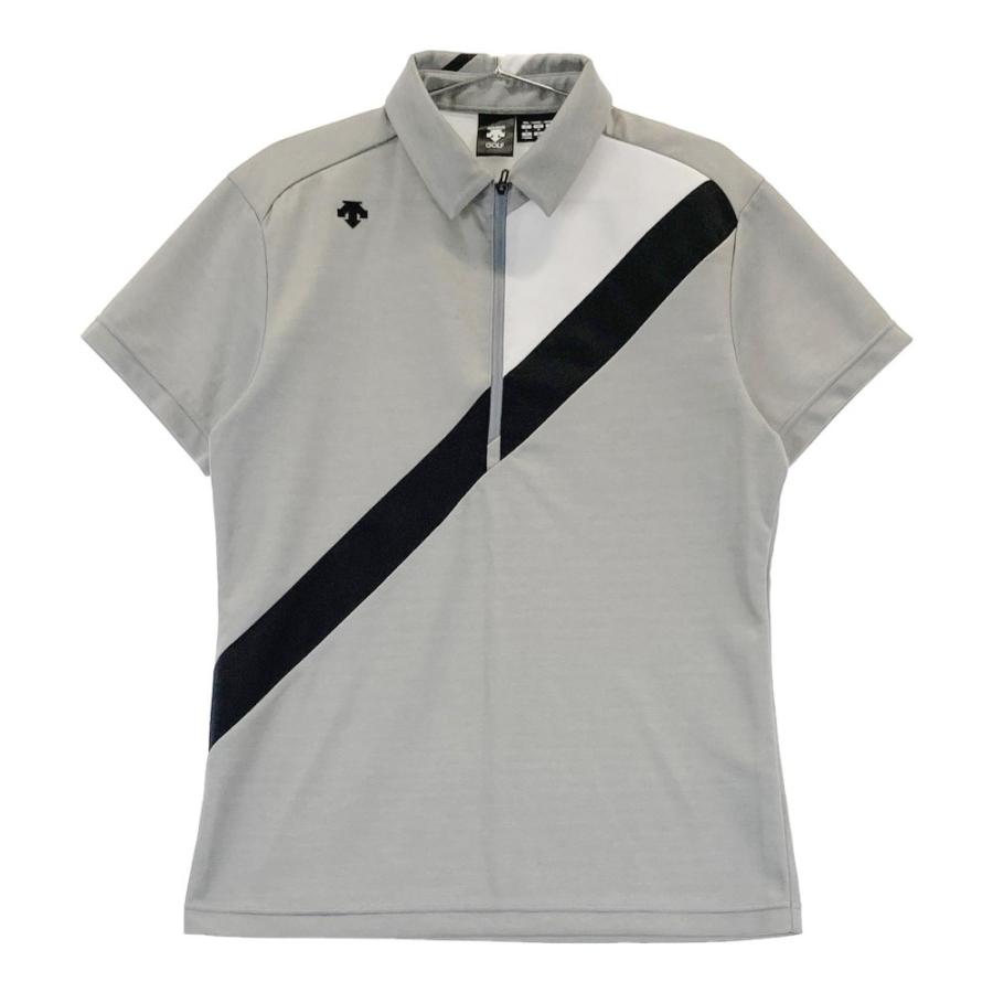 サイズ：M DESCENTE GOLF デサントゴルフ  半袖ハーフジップポロシャツ  グレー系 [240101490707] ゴルフウェア メンズ ストスト デサントゴルフ DESCENTE ゴルフ ハーフジップ半袖シャツ