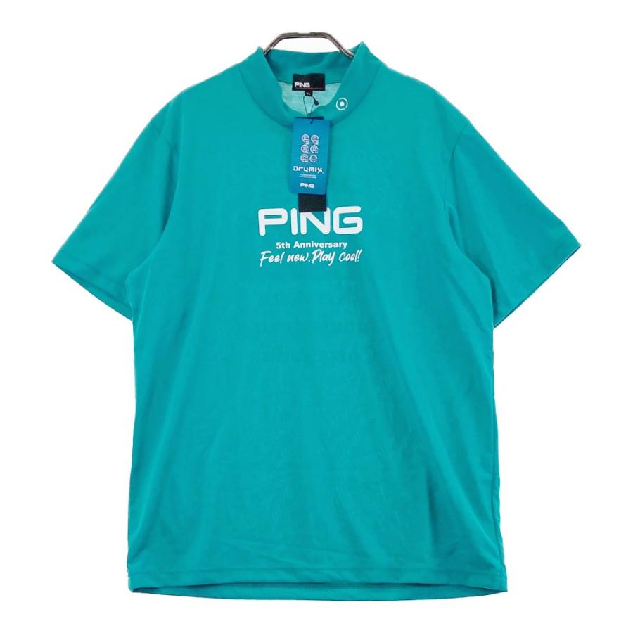 サイズ：LL PING ピン 2025年モデル ハイネック 半袖Tシャツ  グリーン系 [240101428215] ゴルフウェア メンズ ストスト 新品】PING ピン 2025年モデル ハイネック 半袖Tシャツ グリーン