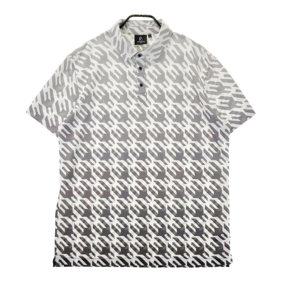 【美品】1PIU1UGUALE3 GOLF 総柄 半袖ポロシャツ グレー V 1PIU1UGUALE3 GOLF 半袖ポロシャツ 総柄 グレー系 6 ゴルフウェア