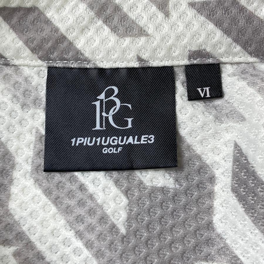 1PIU1UGUALE3 GOLF 半袖ポロシャツ 総柄 グレー系 6 ゴルフウェア