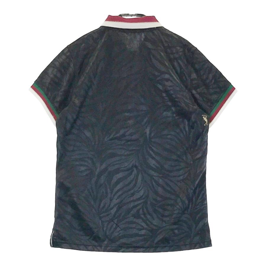 サイズ：M MARK&LONA マークアンドロナ  半袖ポロシャツ 総柄 ブラック系 [240101430207] ゴルフウェア レディース ストスト MARK&LONA マークアンドロナ 半袖ポロシャツ 総柄 ブラック系 M