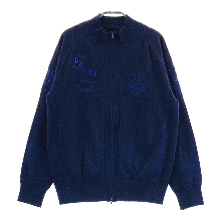 サイズ：L BEAMS GOLF ビームスゴルフ  裏地付 カシミヤ混 ニット ジップジャケッ  ネイビー系 [240101430977] ゴルフウェア メンズ ストスト BEAMS GOLF ビームスゴルフ 裏地付 カシミヤ混 ニット ジップ