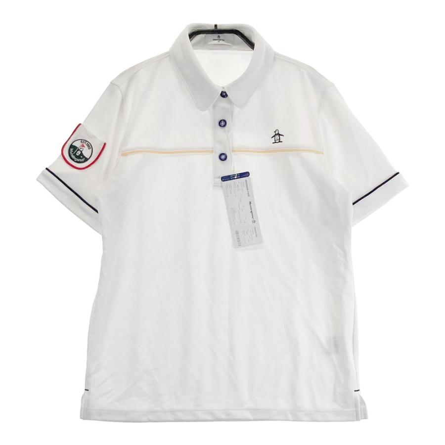 サイズ：M MUNSING WEAR マンシングウェア 2024年モデル 半袖ポロシャツ ロゴ刺繍  ホワイト系 [240101431109] ゴルフウェア レディース ストスト 新品】MUNSING WEAR マンシングウェア 2024年モデル 半袖