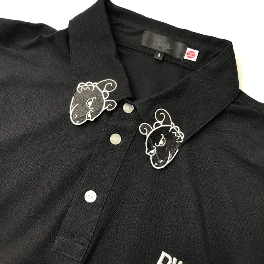 サイズ：4 DANCE WITH DRAGON ダンスウィズドラゴン  半袖ポロシャツ チビドラ  ブラック系 [240101431306] ゴルフウェア メンズ ストスト DANCE WITH DRAGON ダンスウィズドラゴン 半袖ポロシャツ