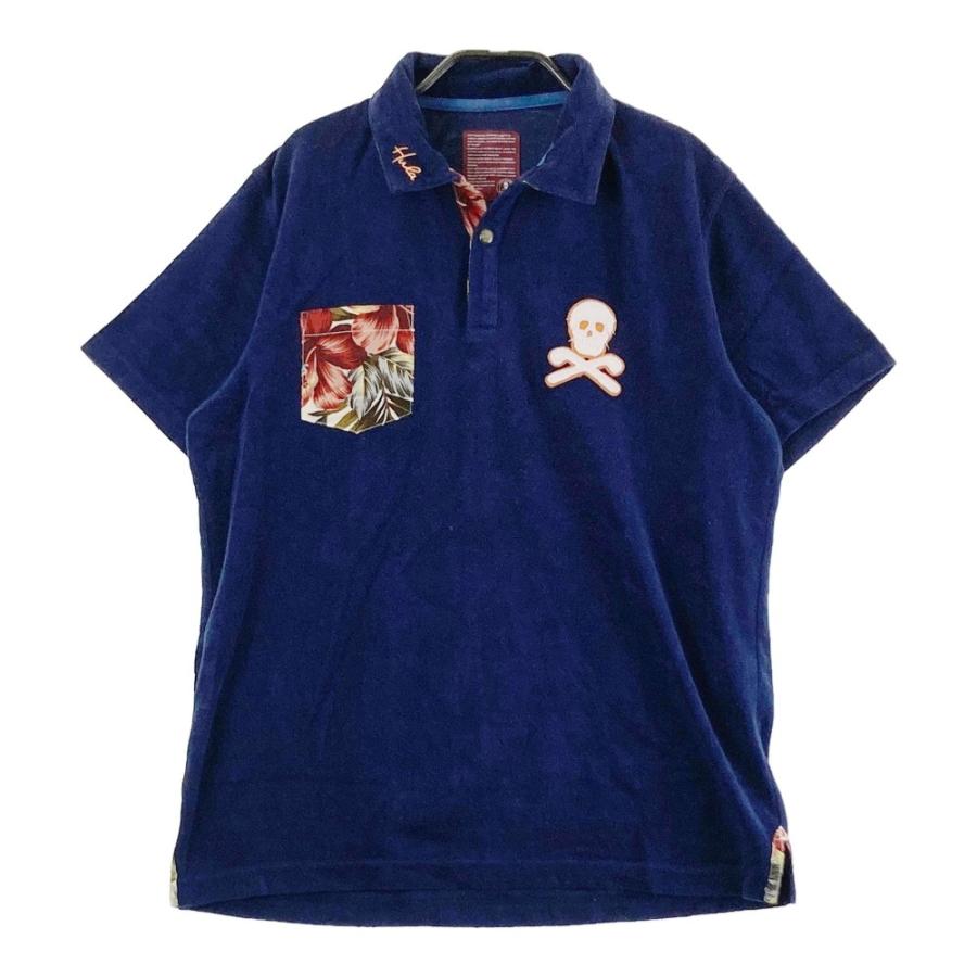 マークアンドロナ パイル ポロシャツ MARK&LONA マークアンドロナ 半袖ポロシャツ パイル地 ネイビー系 L