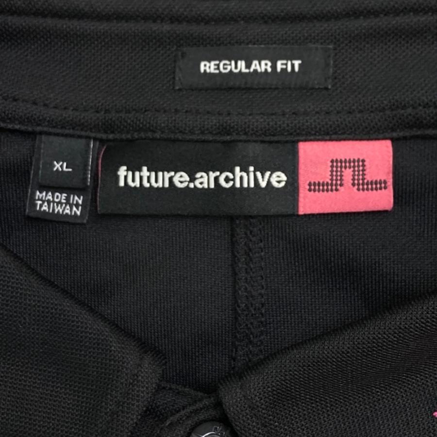 サイズ：XL J.LINDEBERG ジェイリンドバーグ FUTURE ARCHIVE 半袖ポロシャツ  ブラック系 [240101432655] ゴルフウェア メンズ ストスト J.LINDEBERG ジェイリンドバーグ ゴルフ ポロシャツ ロゴ刺繍 (J