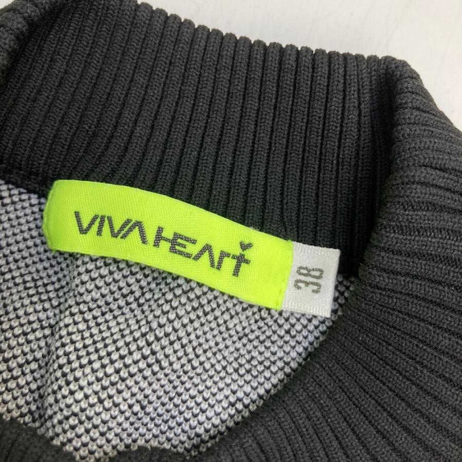 サイズ：38 VIVA HEART ビバハート  モックネック 半袖ニットセーター ゼブラ 総柄 ブラック系 [240101433875] ゴルフウェア レディース ストスト VIVA HEART（ビバハート） モックネック 半袖ニットセーター ゼブラ 総