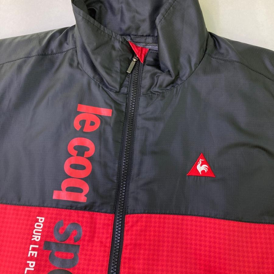 LE COQ GOLF ルコックゴルフ 2way 中綿ジャケット 千鳥柄 レッド系 M