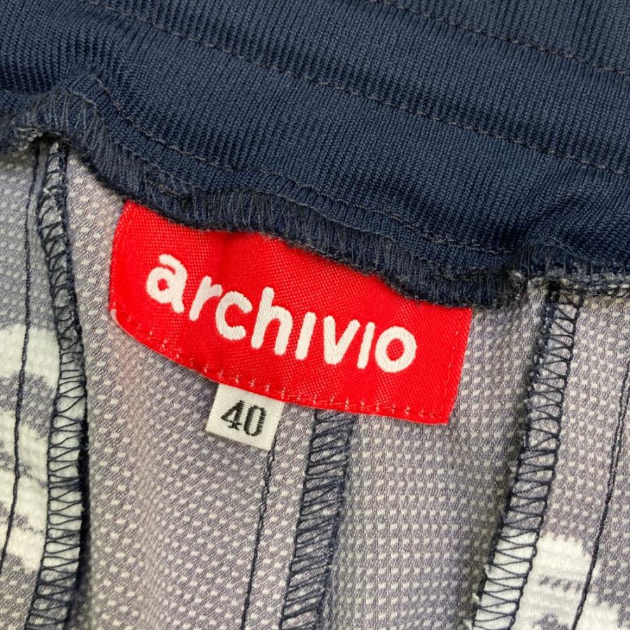 サイズ：40 ARCHIVIO アルチビオ  イージーパンツ サイドライン ロゴ総柄 ネイビー系 [240101434311] ゴルフウェア レディース ストスト archivio（アルチビオ） イージーパンツ サイドライン ロゴ総柄