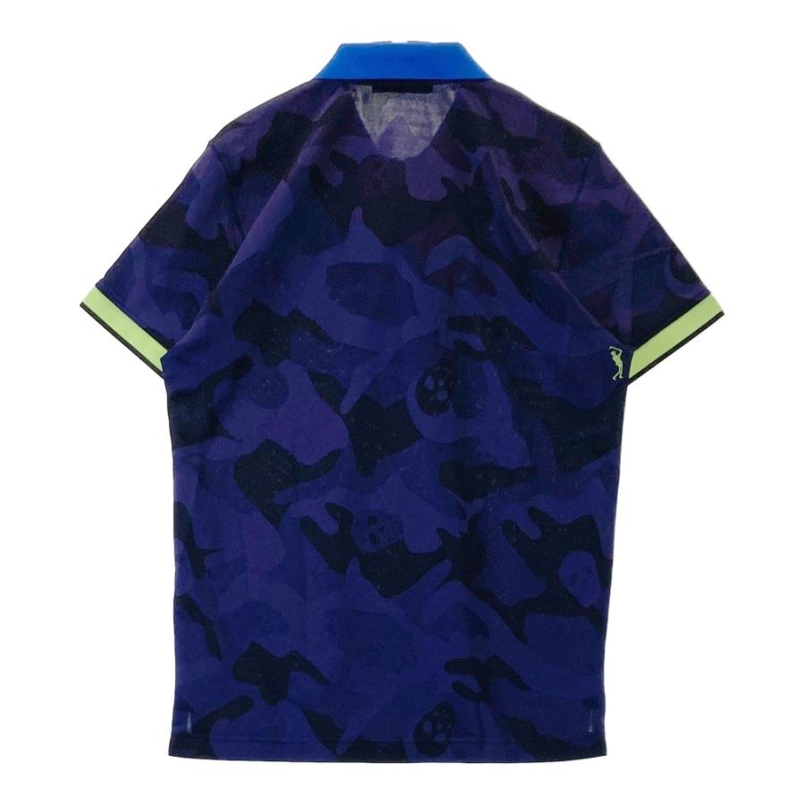 サイズ：46 MARK&LONA マークアンドロナ  ハーフジップ 半袖ポロシャツ スカル カモフラ 迷彩柄 パープル系 [240101435219] ゴルフウェア メンズ ストスト MARK&LONA マークアンドロナ ハーフジップ 半袖ポロシャツ