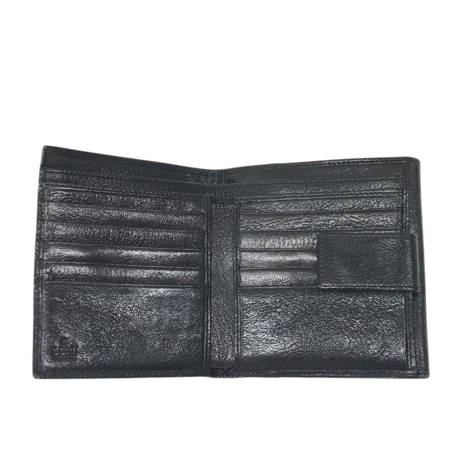 GUCCI ブラックレザー 財布 GUCCI ブラックレザー二つ折り財布 - メルカリ