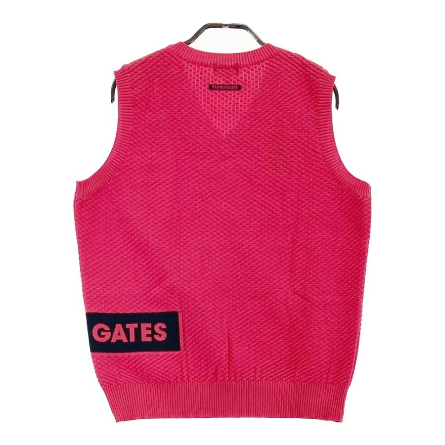 サイズ：2 PEARLY GATES パーリーゲイツ  Vネック ニットベスト チェック柄 ピンク系 [240101435869] ゴルフウェア レディース ストスト PEARLY GATES パーリーゲイツ Vネック ニットベスト チェック柄