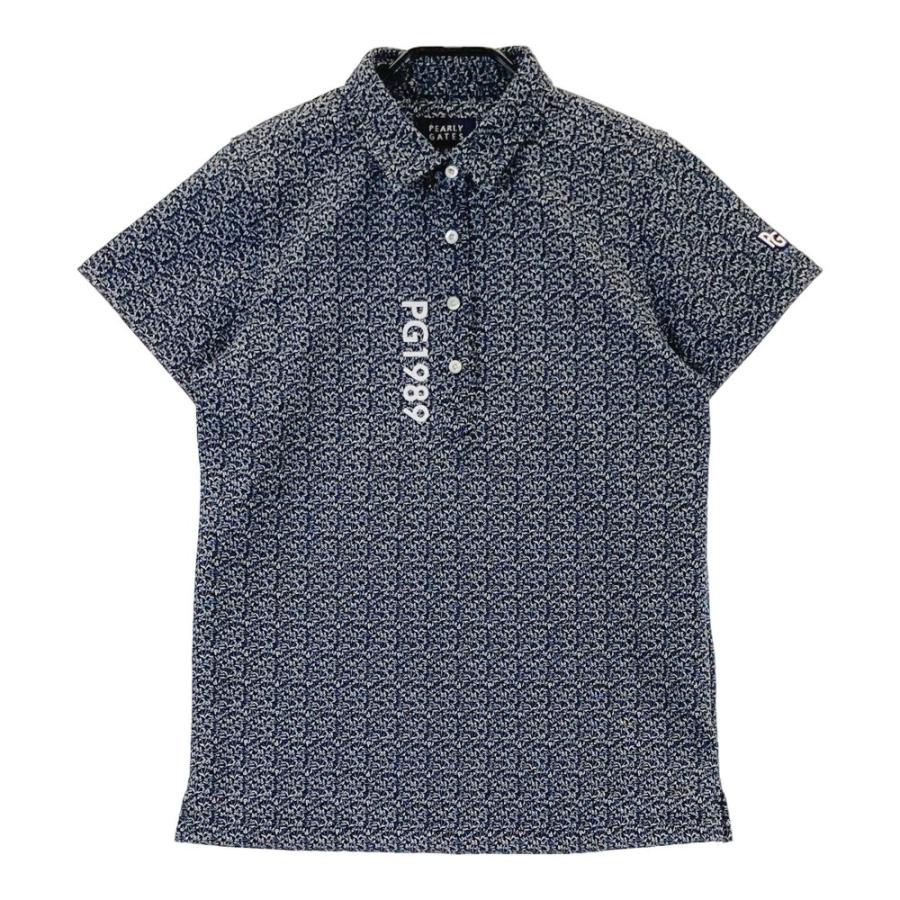 サイズ：0 PEARLY GATES パーリーゲイツ 2024年モデル 半袖ポロシャツ 総柄 ブルー系 [240101436048] ゴルフウェア レディース ストスト PEARLY GATES パーリーゲイツ 2024年モデル 半袖ポロシャツ 総柄