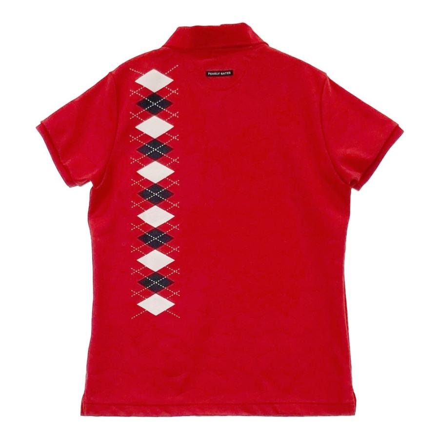 サイズ：0 PEARLY GATES パーリーゲイツ 2023年モデル 半袖ポロシャツ 総柄 レッド系 [240101436052] ゴルフウェア レディース ストスト PEARLY GATES パーリーゲイツ 2023年モデル 半袖ポロシャツ 総柄