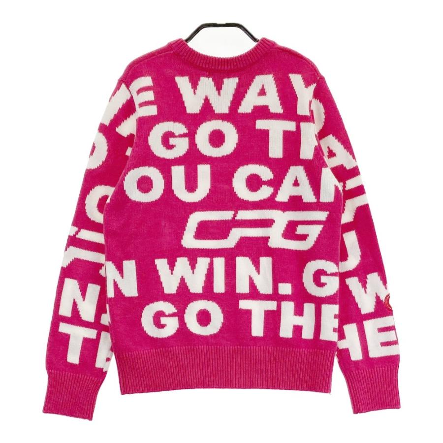 CPG GOLF ゴルフウェア　ニット　セーター　総柄　シーピージー　レディース CPG GOLF シーピージーゴルフ ニットセーター ロゴ総柄 ピンク系 M