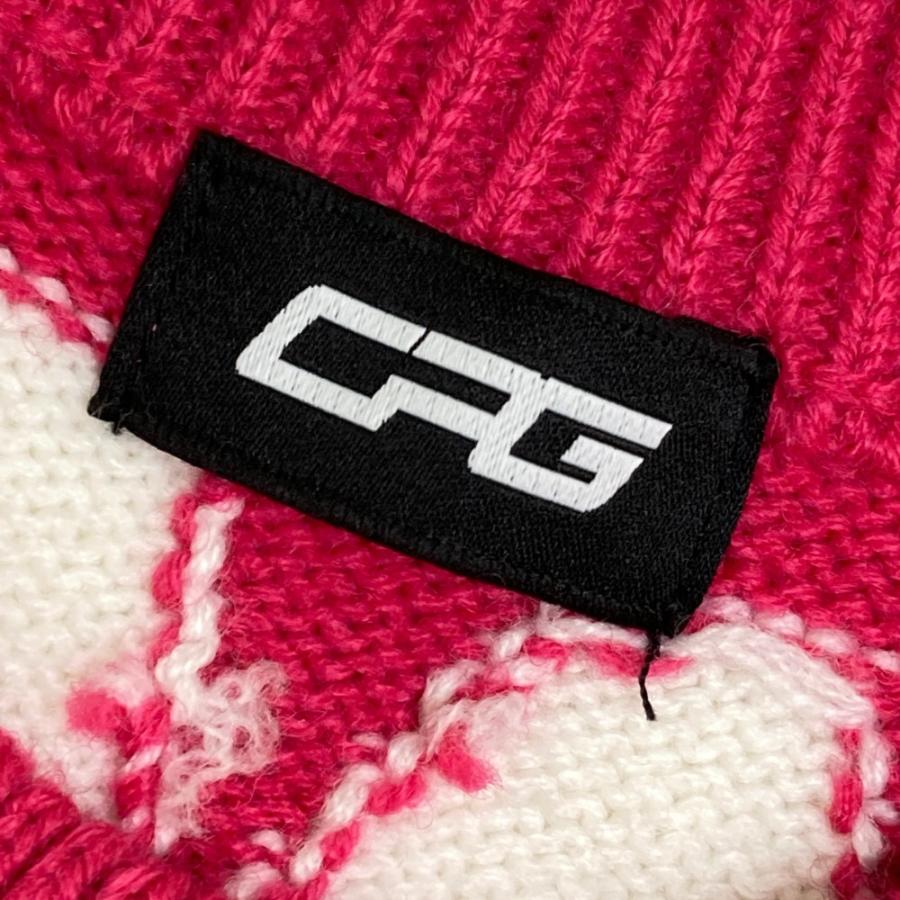 CPG GOLF シーピージーゴルフ ニットセーター ロゴ総柄 ピンク系 M