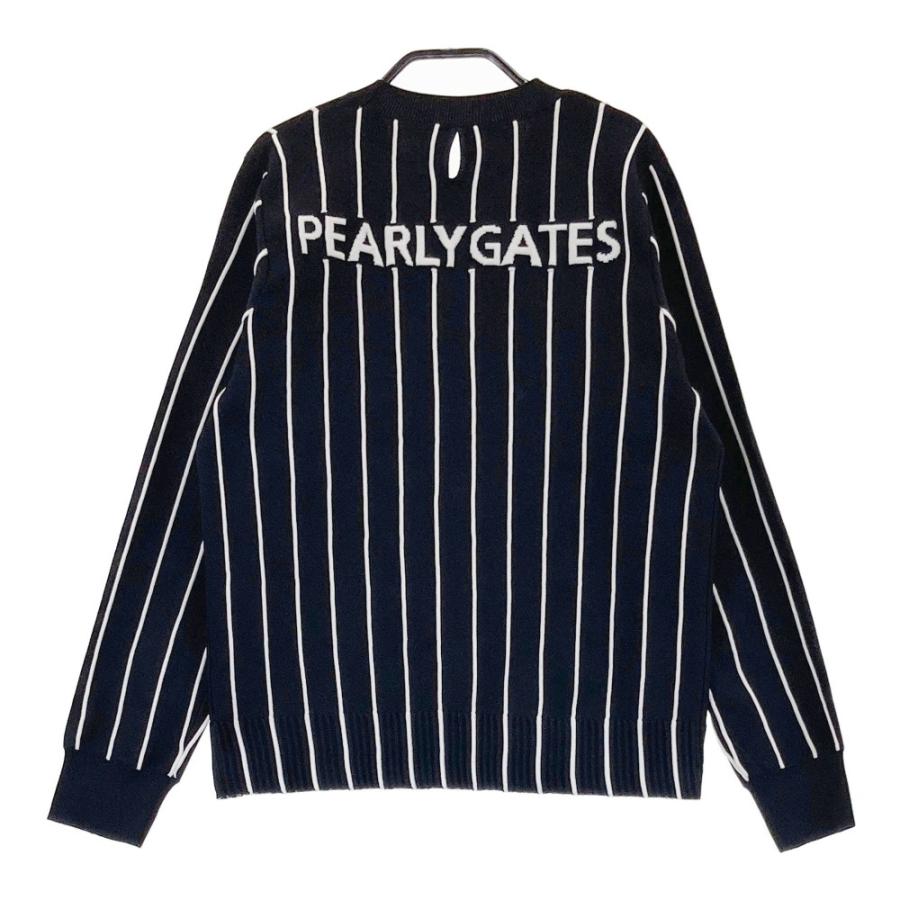 PEARLY GATES パーリーゲイツ ; 2023年 ニット セーター ストライプ柄 ネイビー系 1 ゴルフウェア レディースの画像