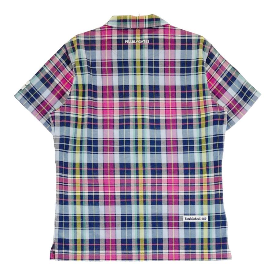 サイズ：6 PEARLY GATES パーリーゲイツ 2023年モデル 半袖ポロシャツ チェック柄 ネイビー系 [240101436849] ゴルフウェア メンズ ストスト PEARLY GATES パーリーゲイツ 2023年モデル 半袖ポロシャツ