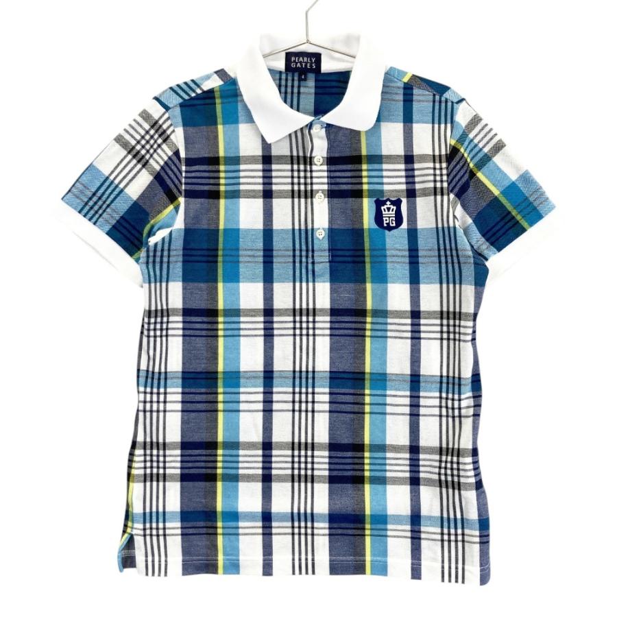 PEARLY GATES パーリーゲイツ 半袖ポロシャツ チェック柄 ブルー系 4