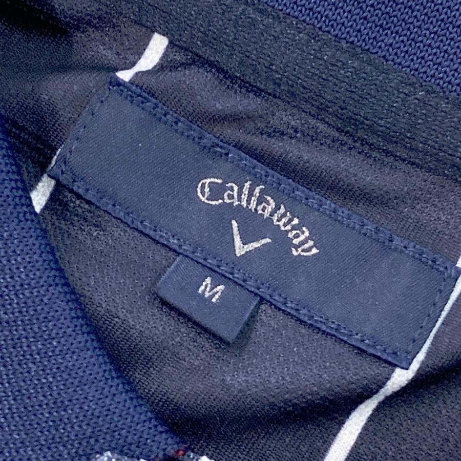 サイズ：M CALLAWAY キャロウェイ 241-9151524 半袖ポロシャツ ストライプ柄 ネイビー系 [240101437439] ゴルフウェア メンズ ストスト 新品】CALLAWAY キャロウェイ 241-9151524 半袖ポロシャツ ストライプ
