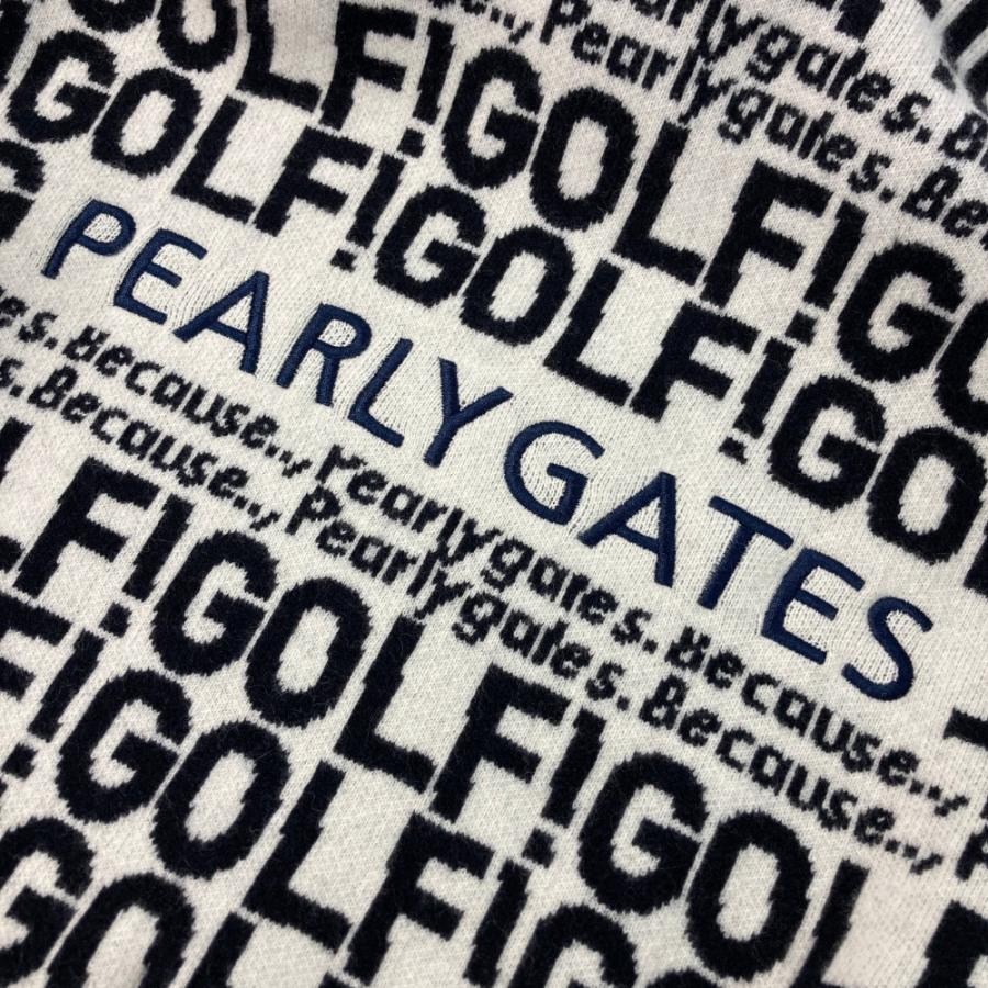 サイズ：5 PEARLY GATES パーリーゲイツ 053-3270105 ニット パーカー 総柄 ホワイト系 [240101437529] ゴルフウェア メンズ ストスト PEARLY GATES（パーリーゲイツ） 053-3270105 ニット パーカー 総柄