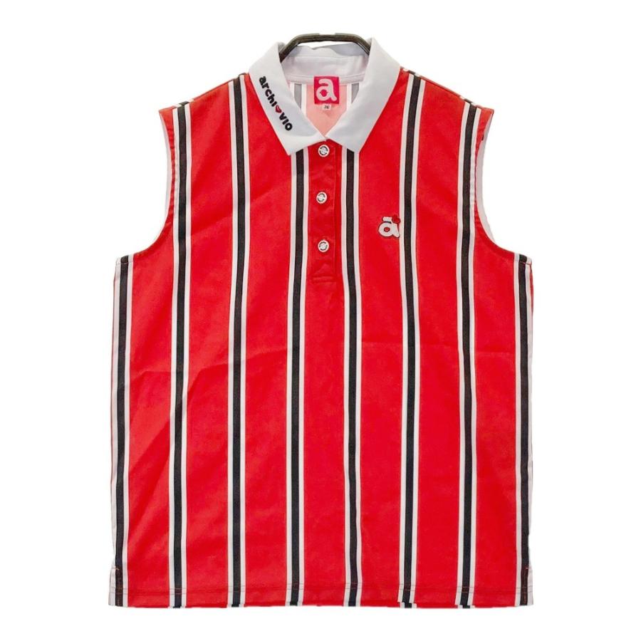 サイズ：36 ARCHIVIO アルチビオ  ノースリーブポロシャツ  レッド系 [240101437719] ゴルフウェア レディース ストスト ARCHIVIO アルチビオ ノースリーブポロシャツ レッド系 36