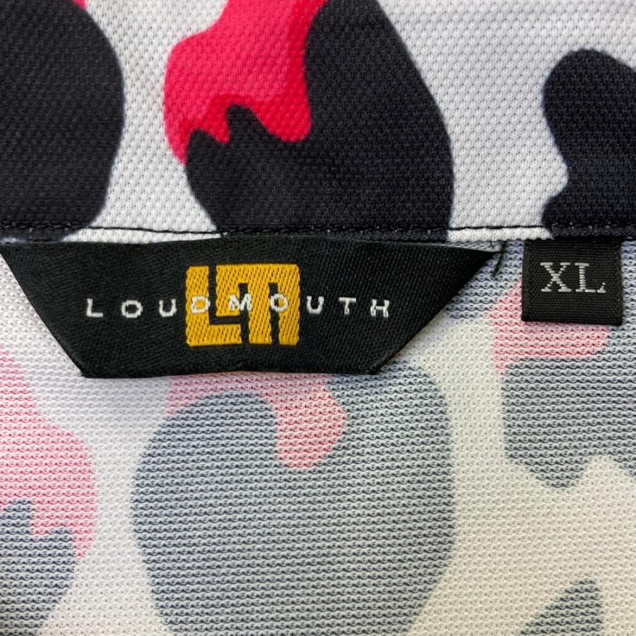 サイズ：XL LOUD MOUTH ラウドマウス  半袖ポロシャツ レオパード ホワイト系 [240101439218] ゴルフウェア メンズ ストスト LOUD MOUTH ラウドマウス 半袖ポロシャツ レオパード ホワイト系