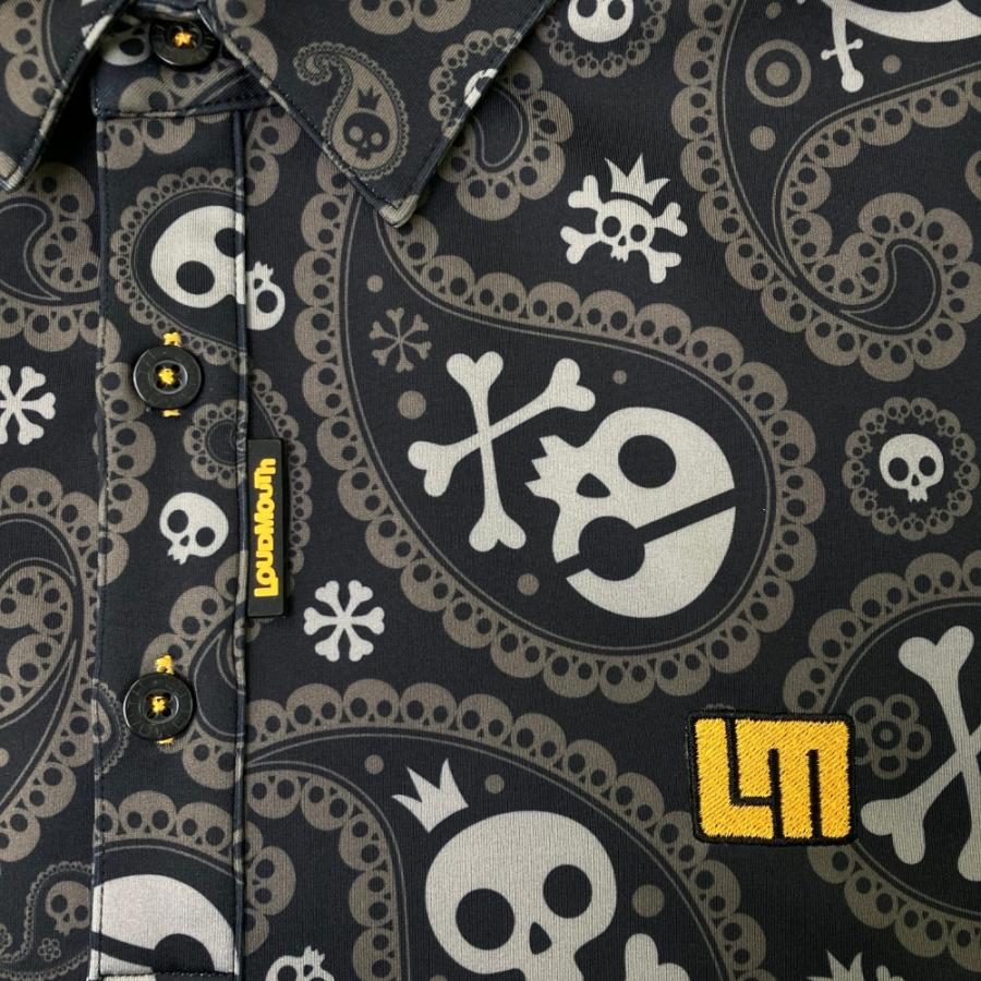 LOUD MOUTH ラウドマウス 半袖ポロシャツ スカル ブラック系 XL ゴルフ