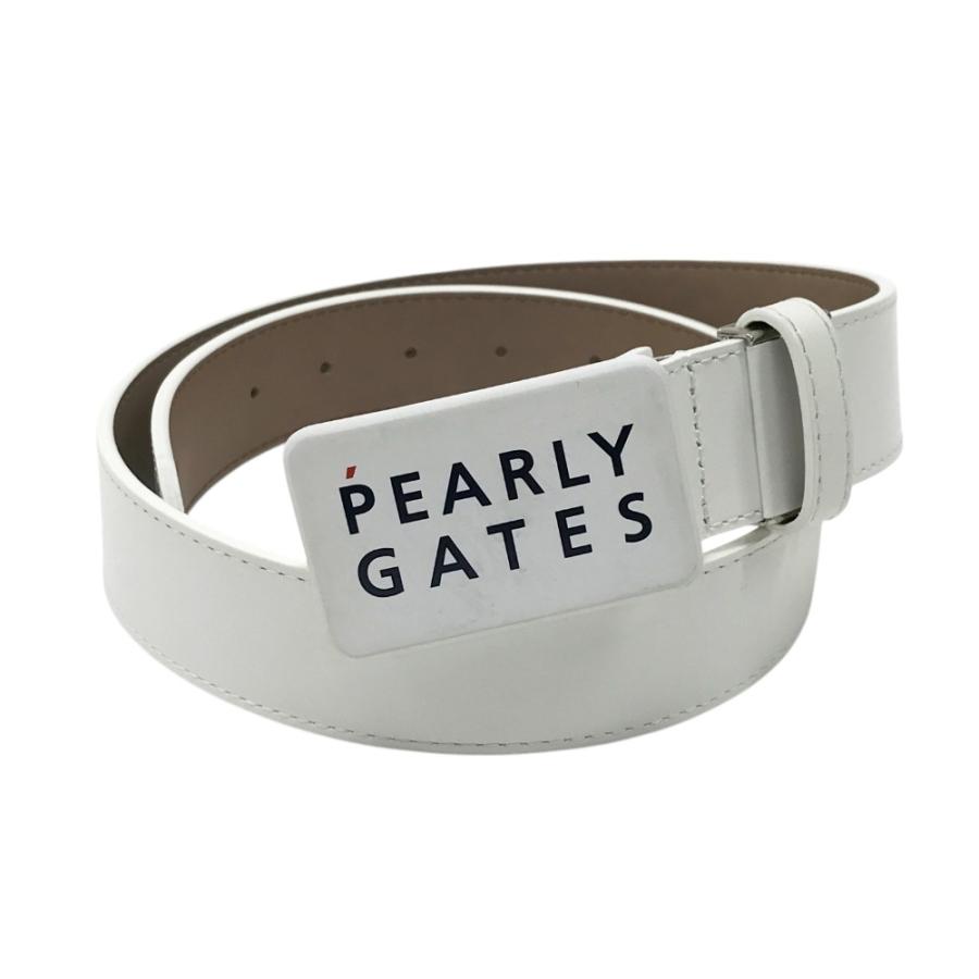 PEARLY GATES パーリーゲイツ ロゴバックル ベルト ホワイト系