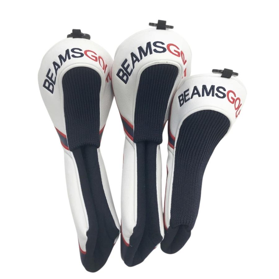 BEAMS - ★未使用品！ビームスゴルフ、ヘッドカバー、3点セット、12000円程度 BEAMS GOLF ビームスゴルフ ヘッドカバー 3点セット ホワイト系
