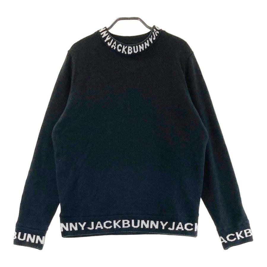 サイズ：2 JACK BUNNY ジャックバニー 2023年モデル 裏地付 ニットセーター ロゴ  ブラック系 [240101441656] ゴルフウェア レディース ストスト JACK BUNNY ジャックバニー 2023年モデル 裏地付 ニットセーター