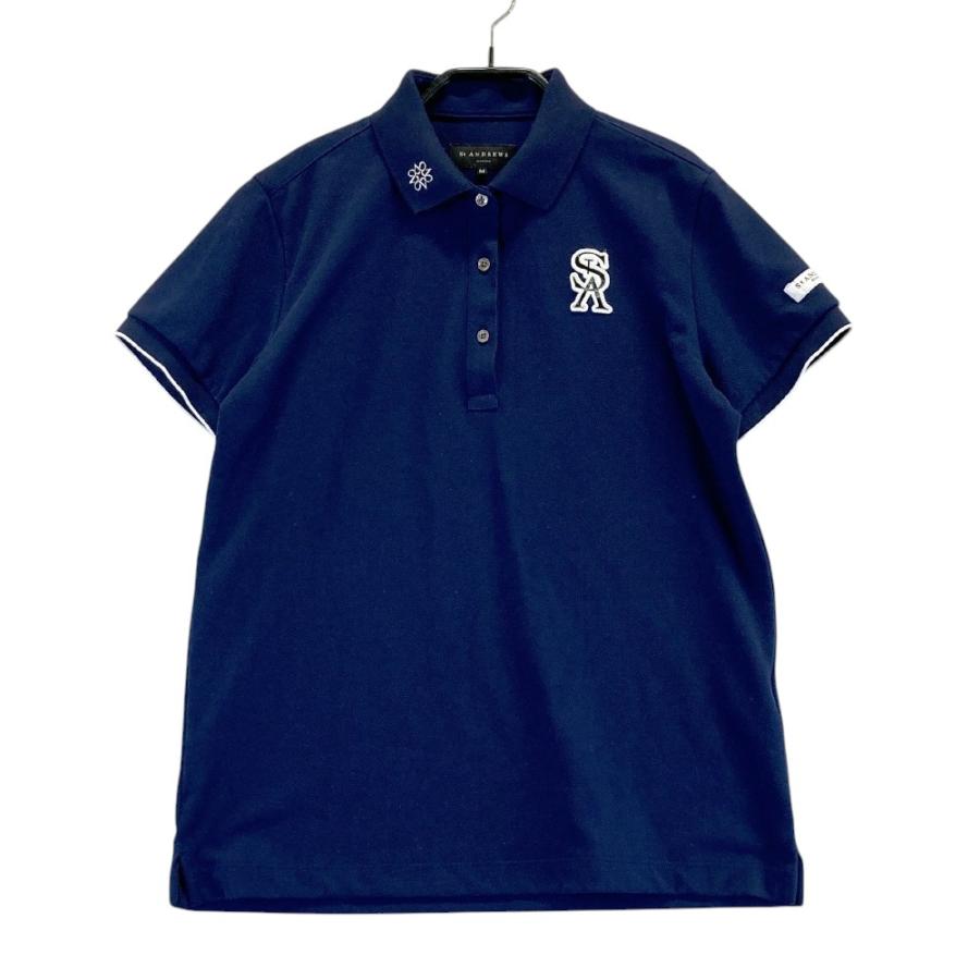 サイズ：M ST ANDREWS セントアンドリュース  半袖ポロシャツ  ネイビー系 [240101441805] ゴルフウェア レディース ストスト ST ANDREWS セントアンドリュース 半袖ポロシャツ ネイビー系 M