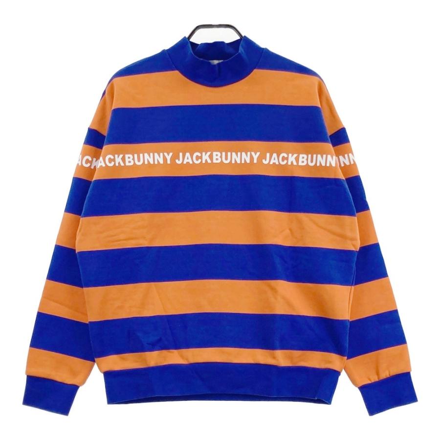 サイズ：6 JACK BUNNY ジャックバニー  裏起毛 ハイネック 長袖トレーナー ボーダー柄 ブルー系 [240101443062] ゴルフウェア メンズ ストスト 美品】JACK BUNNY ジャックバニー 裏起毛 ハイネック 長袖