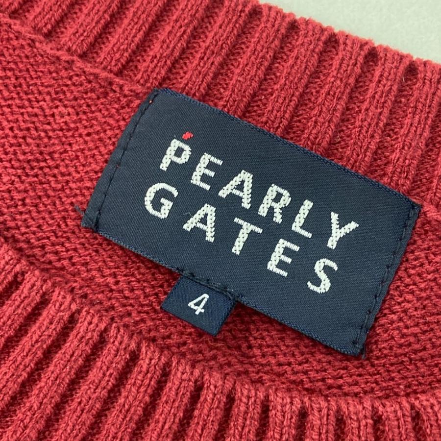 サイズ：4 PEARLY GATES パーリーゲイツ  ニットベスト ワッペン  レッド系 [240101443669] ゴルフウェア メンズ ストスト PEARLY GATES パーリーゲイツ ニットベスト ワッペン レッド系 4