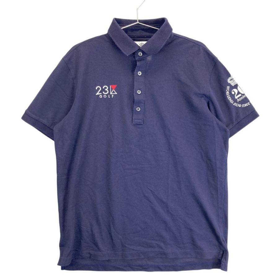 23区GOLF ニジュウサンクゴルフ 20周年モデル 半袖ポロシャツ ネイビー