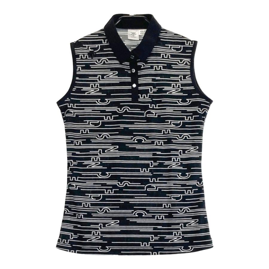 サイズ：L DESCENTE GOLF デサントゴルフ  ノースリーブポロシャツ 総柄 ブラック系 [240101465403] ゴルフウェア レディース ストスト DESCENTE GOLF デサントゴルフ ノースリーブポロシャツ 総柄