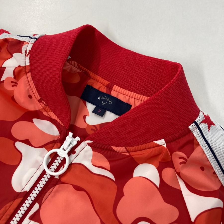 サイズ：S CALLAWAY キャロウェイ  裏メッシュ ジップジャケット 総柄 レッド系 [240101445600] ゴルフウェア レディース ストスト Callaway（キャロウェイ） 裏メッシュ ジップジャケット 総柄 レッド系