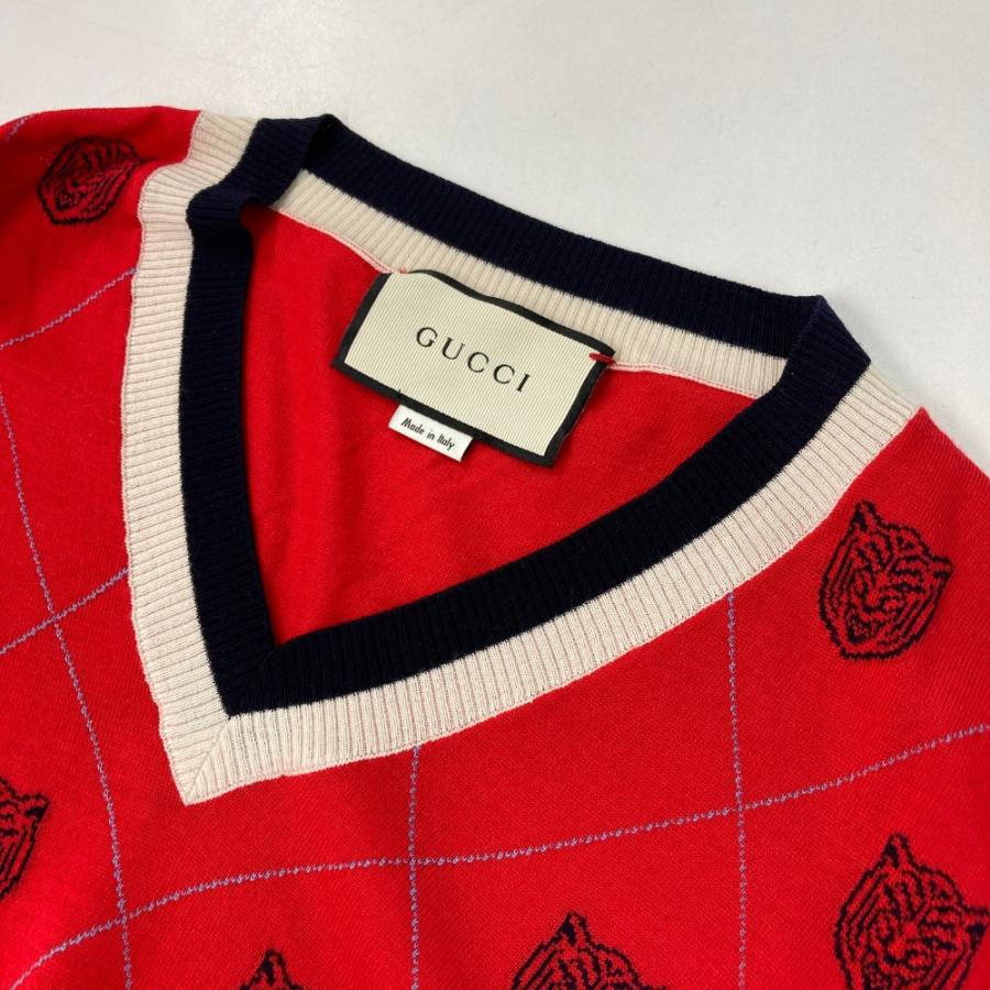 GUCCI グッチ 474320 ニット セーター タイガー レッド系 XL メンズ 