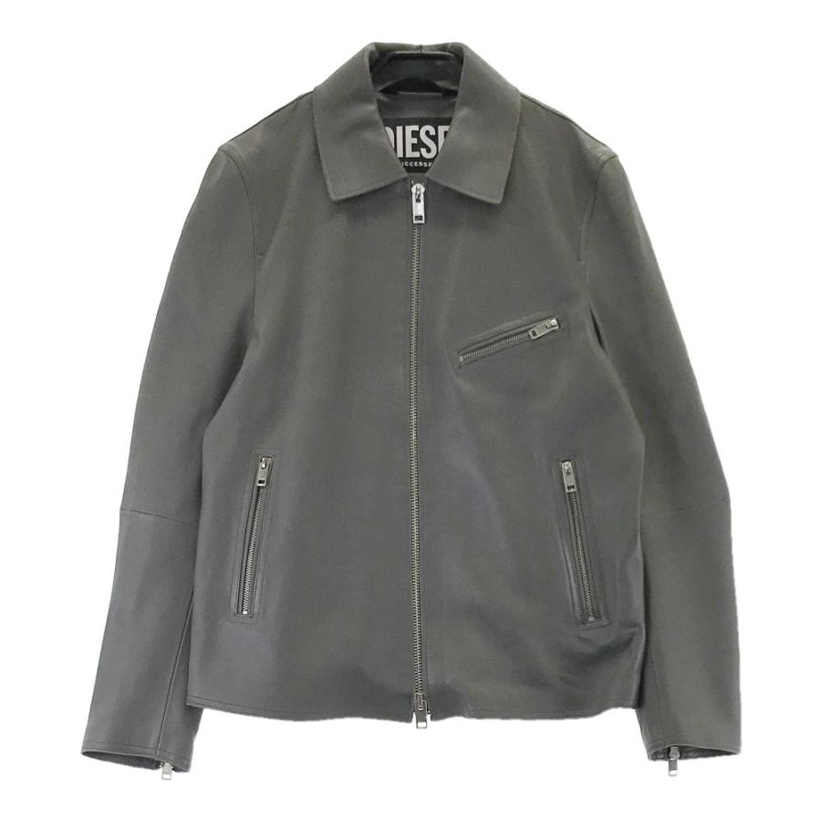 DIESEL ディーゼル L-KORN レザージャケット グレー系 S メンズ