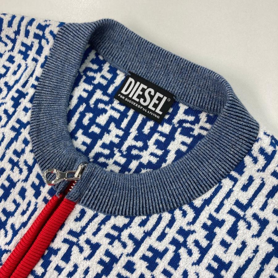 DIESEL（ディーゼル） ニットジャケット 総柄 ブルー系 S メンズ