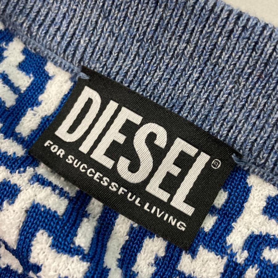 DIESEL（ディーゼル） ニットジャケット 総柄 ブルー系 S メンズ