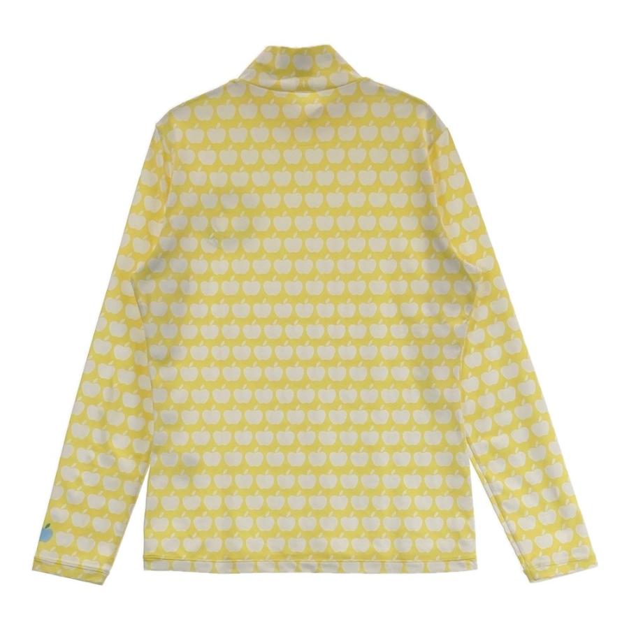 美品】AND PER SE アンパスィ ハイネック長袖Tシャツ アップル総柄 