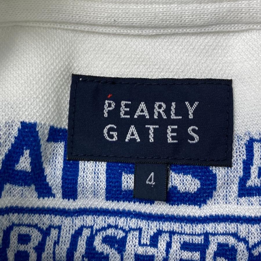 サイズ：4 PEARLY GATES パーリーゲイツ 2022年 半袖ポロシャツ ロゴ総柄 ホワイト系 [240101447328] ゴルフウェア メンズ ストスト PEARLY GATES（パーリーゲイツ） 2022年 半袖ポロシャツ ロゴ総柄