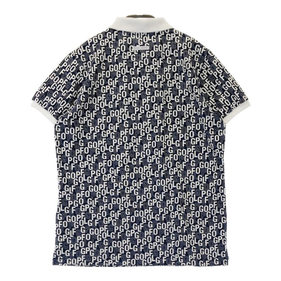 PEARLY GATES ネイビー ポロシャツ PEARLY GATES パーリーゲイツ 半袖ポロシャツ ワッペン ロゴ総柄