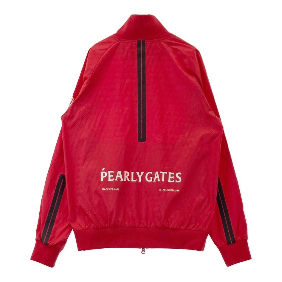 【美品】PEARLY GATES パーリーゲイツ フルジップナイロンジャケット ハート総柄 レッド系 1 ゴルフウェア レディース_1