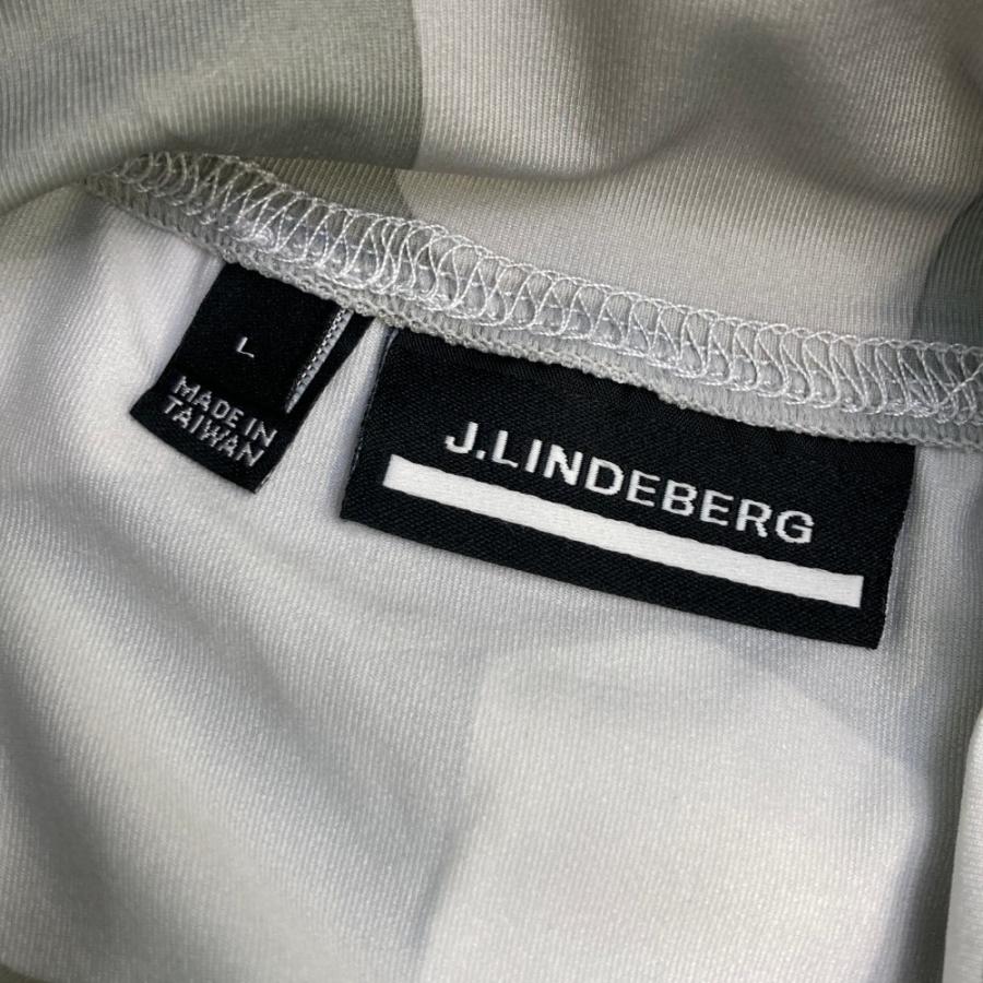 サイズ：L J.LINDEBERG ジェイリンドバーグ  モックネック 長袖Tシャツ プリント 総柄 ネイビー系 [240101448762] ゴルフウェア メンズ ストスト ジェイリンドバーグ】人気ロゴネーム×袖ライン 長袖モックネック