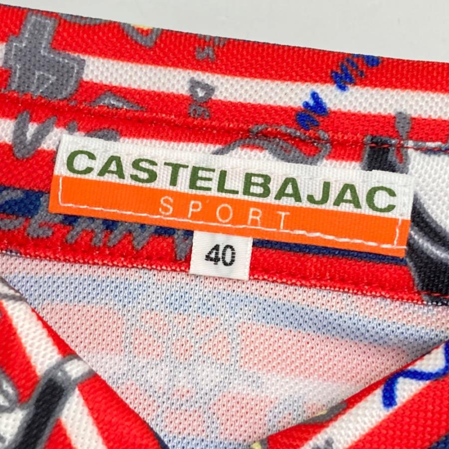サイズ：40 CASTELBAJAC カステルバジャック  半袖ポロシャツ 総柄 レッド系 [240101449119] ゴルフウェア レディース ストスト 新品】CASTELBAJAC カステルバジャック 半袖ポロシャツ 総柄 レッド系