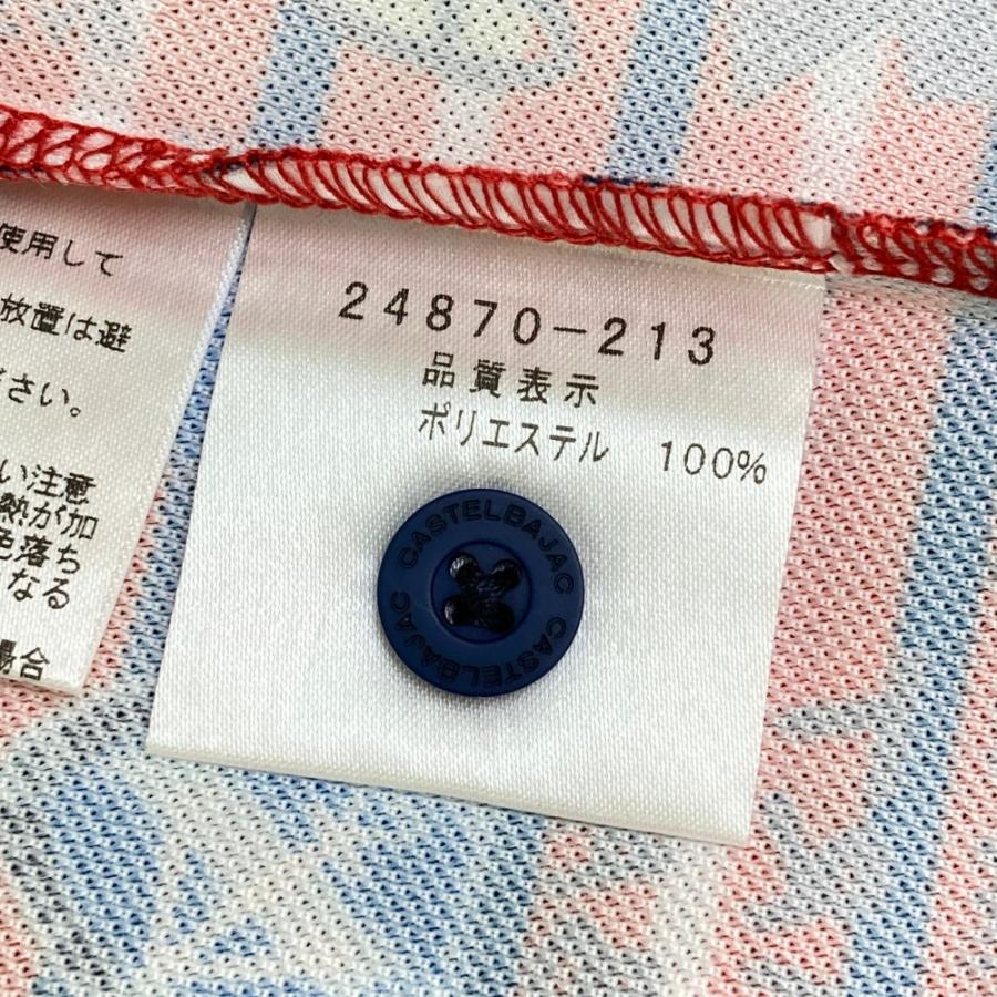 新品】CASTELBAJAC カステルバジャック 半袖ポロシャツ 総柄 レッド系