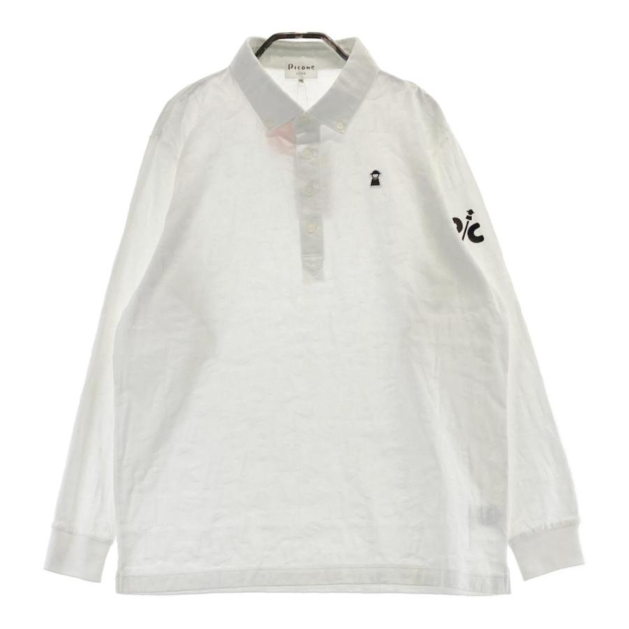 新品】PICONE CLUB ピッコーネクラブ 長袖ポロシャツ 総柄 ホワイト系 